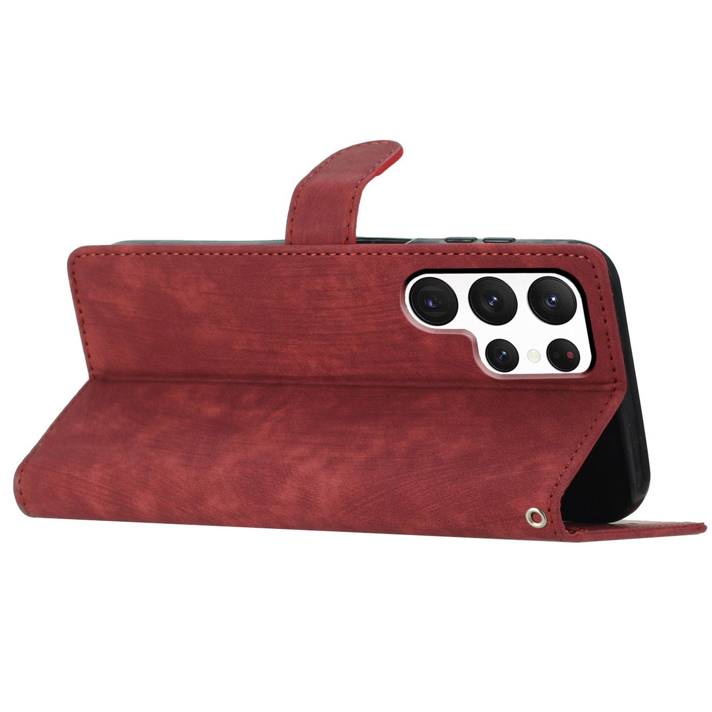 For Samsung Galaxy S22 Ultra 5G Shockproof Case PU Leather Flip Cover Skin-Touch Wallet Phone Shell