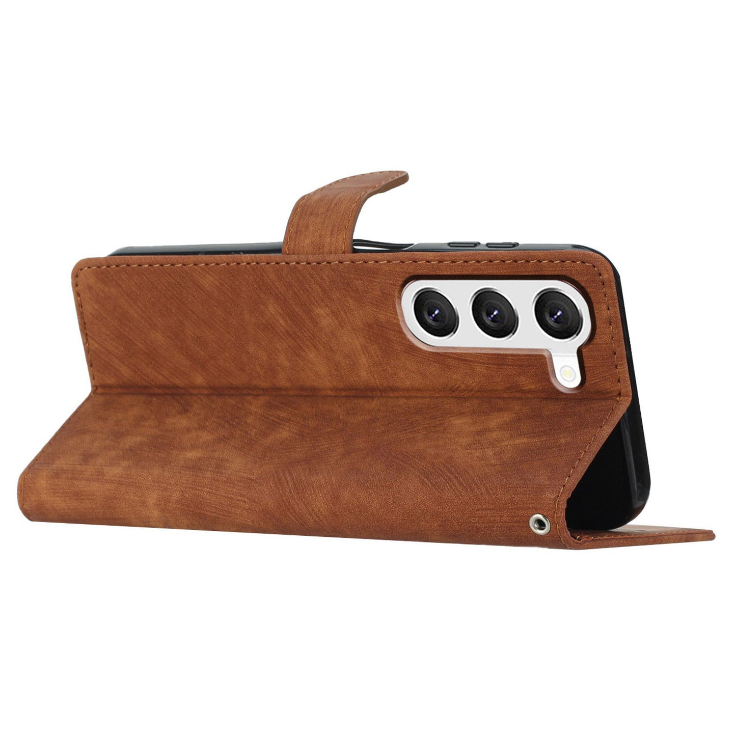 For Samsung Galaxy S23 Solid Color Leather Wallet Protective Cover Skin-touch Stand Phone Case