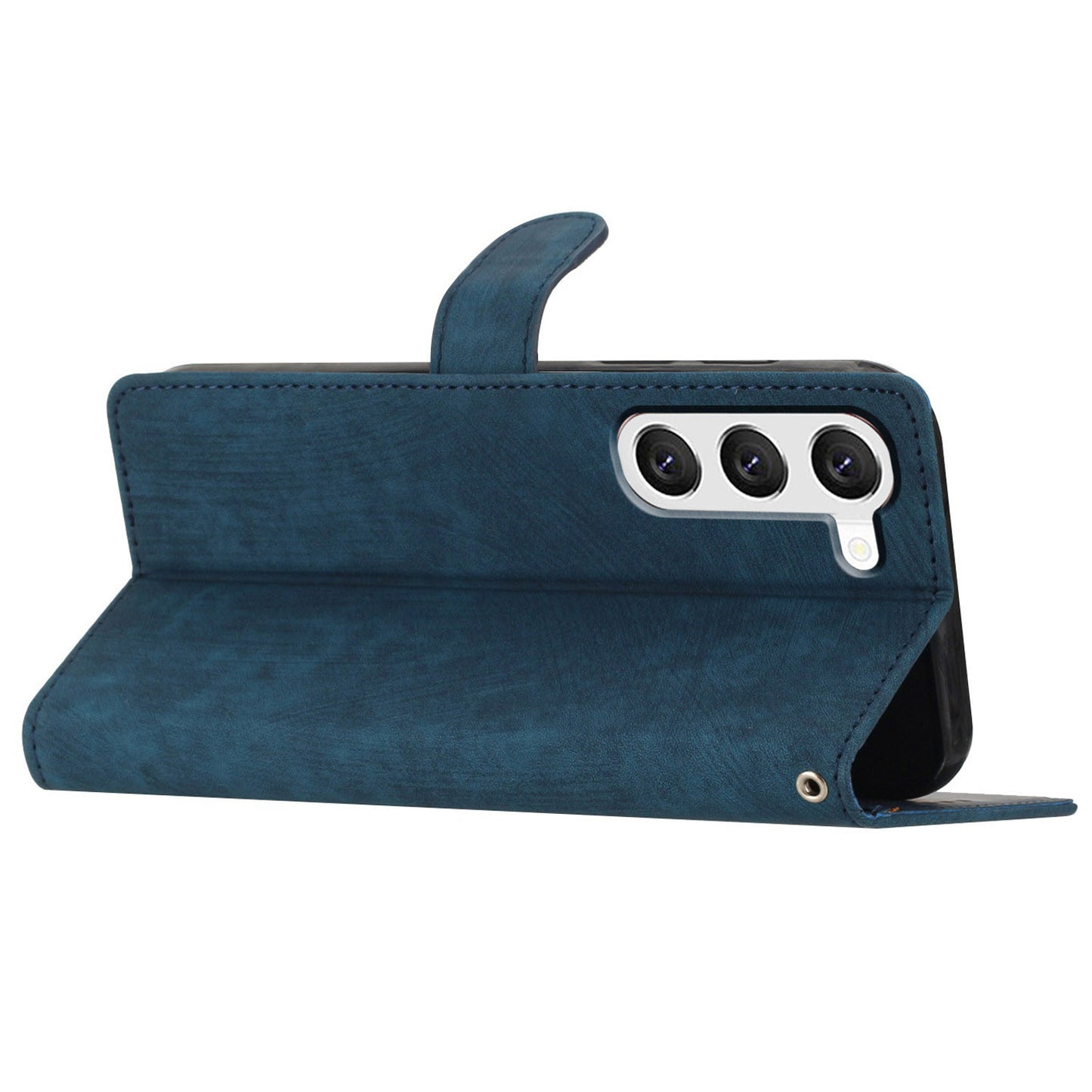 For Samsung Galaxy S23 Solid Color Leather Wallet Protective Cover Skin-touch Stand Phone Case