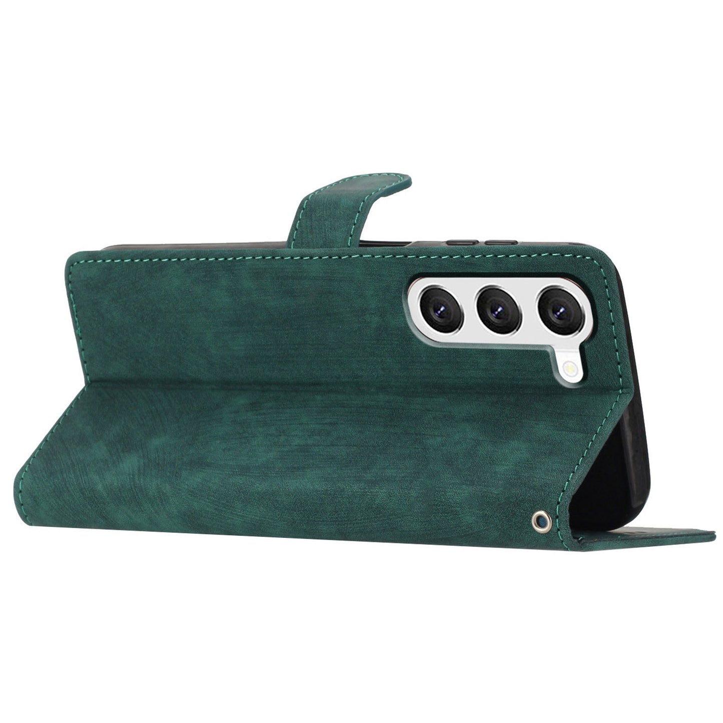 For Samsung Galaxy S23 Solid Color Leather Wallet Protective Cover Skin-touch Stand Phone Case