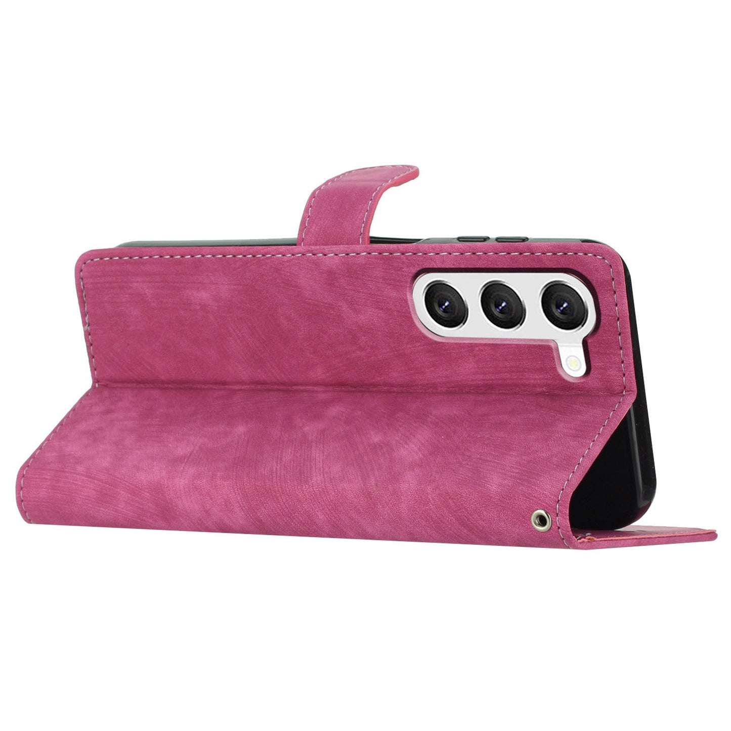 For Samsung Galaxy S23 Solid Color Leather Wallet Protective Cover Skin-touch Stand Phone Case