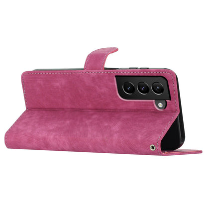 For Samsung Galaxy S22 5G Solid Color Leather Wallet Shell Skin-touch Anti-drop Stand Phone Case