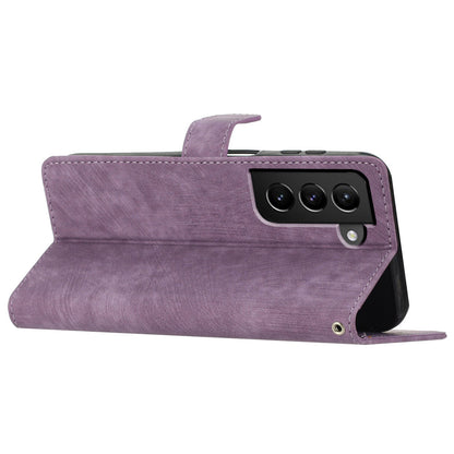 For Samsung Galaxy S22 5G Solid Color Leather Wallet Shell Skin-touch Anti-drop Stand Phone Case