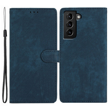 For Samsung Galaxy S22 5G Solid Color Leather Wallet Shell Skin-touch Anti-drop Stand Phone Case