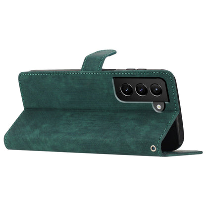 For Samsung Galaxy S22 5G Solid Color Leather Wallet Shell Skin-touch Anti-drop Stand Phone Case