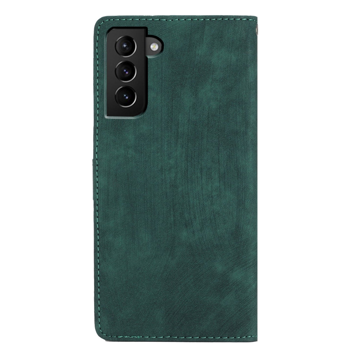 For Samsung Galaxy S22 5G Solid Color Leather Wallet Shell Skin-touch Anti-drop Stand Phone Case