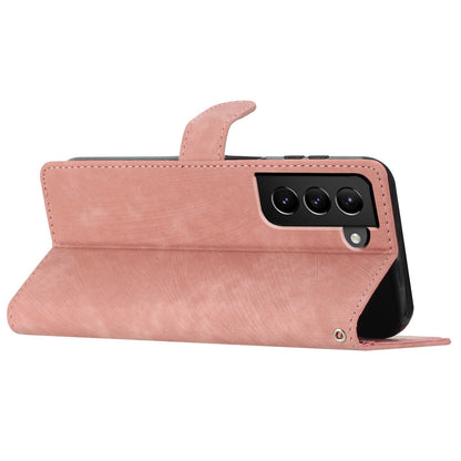 For Samsung Galaxy S22 5G Solid Color Leather Wallet Shell Skin-touch Anti-drop Stand Phone Case