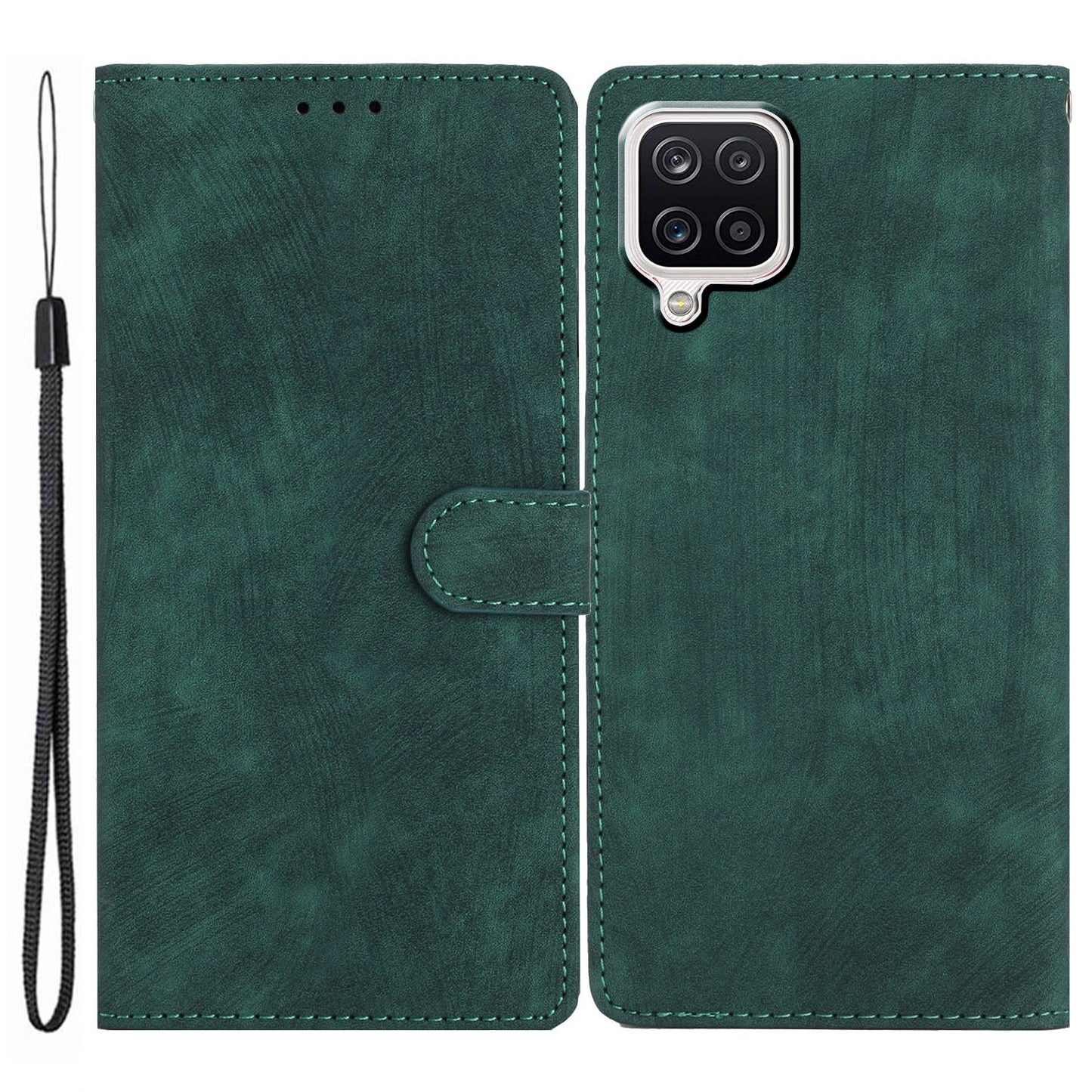 For Samsung Galaxy A22 4G (EU Version) PU Leather Wallet Protective Shell Skin-touch Flip Stand Phone Case