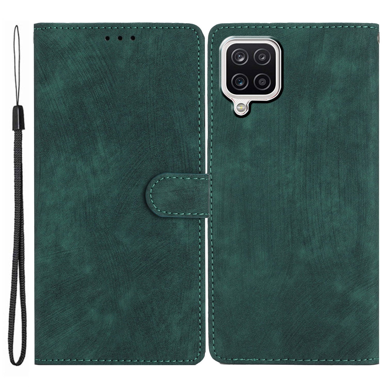 For Samsung Galaxy A22 4G (EU Version) PU Leather Wallet Protective Shell Skin-touch Flip Stand Phone Case