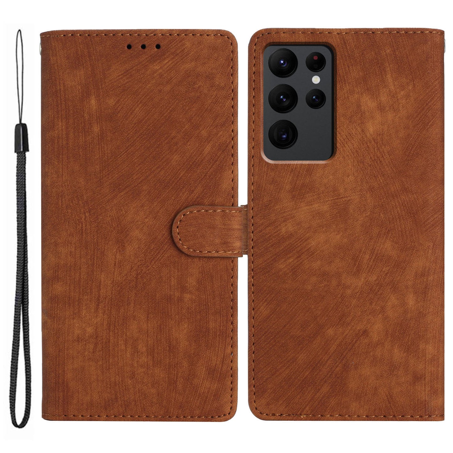 For Samsung Galaxy S23 Ultra Leather Wallet Full Protection Cover Skin-touch Stand Phone Case