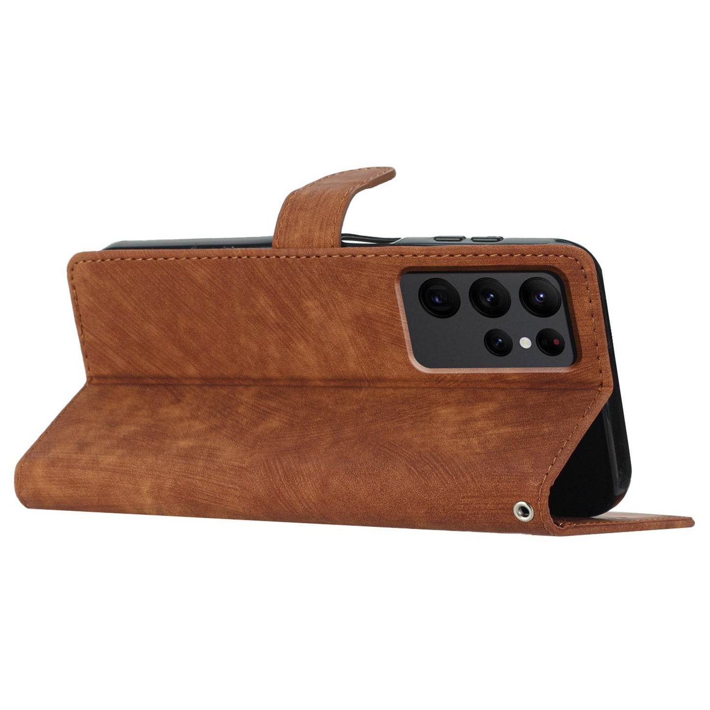 For Samsung Galaxy S23 Ultra Leather Wallet Full Protection Cover Skin-touch Stand Phone Case