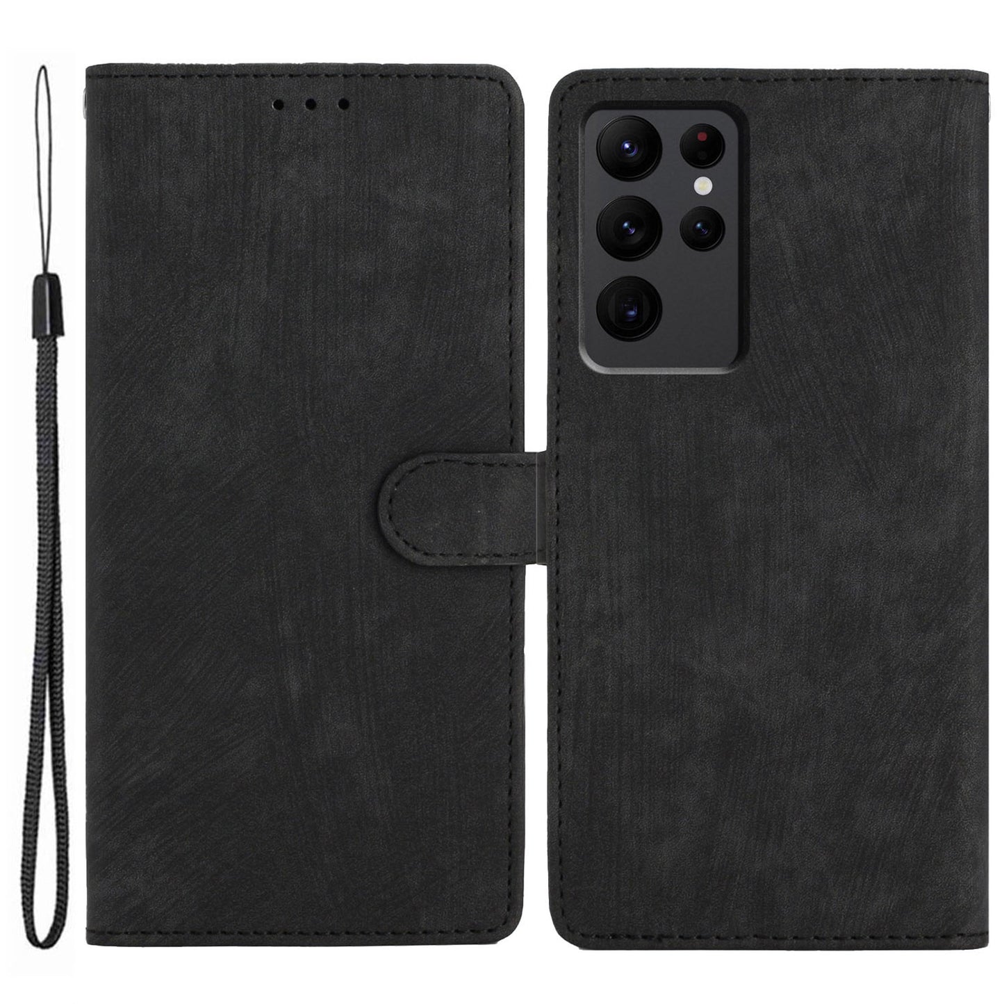 For Samsung Galaxy S23 Ultra Leather Wallet Full Protection Cover Skin-touch Stand Phone Case