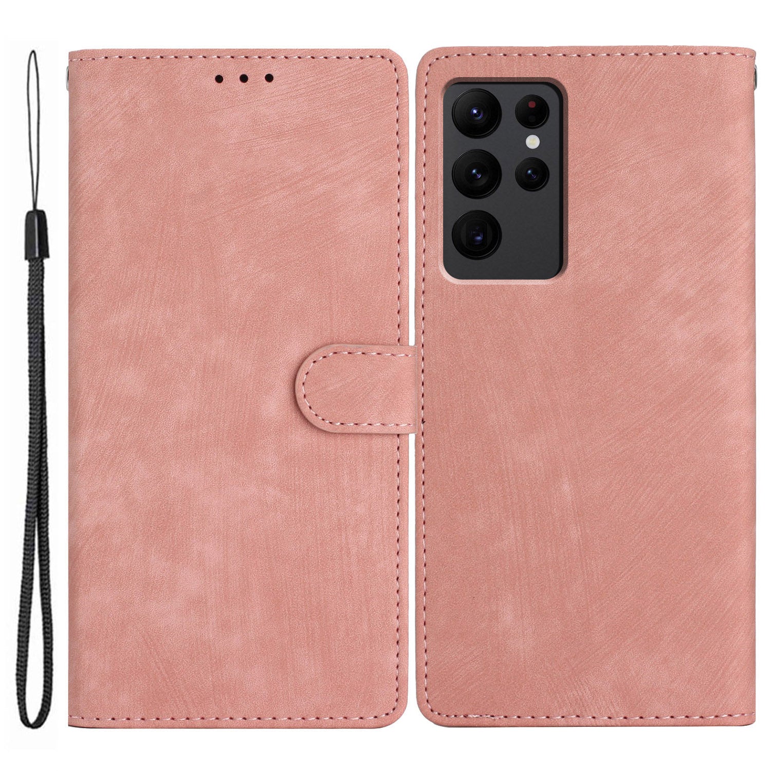 For Samsung Galaxy S23 Ultra Leather Wallet Full Protection Cover Skin-touch Stand Phone Case