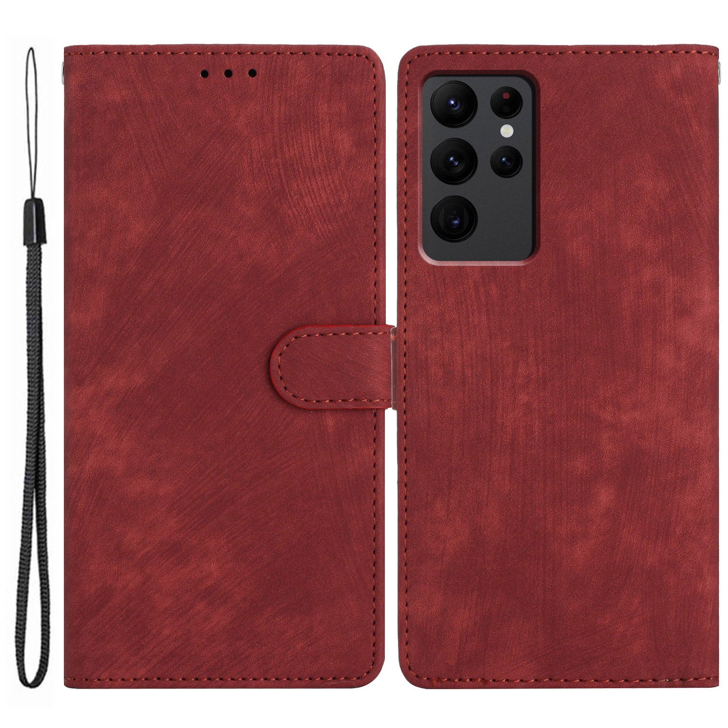 For Samsung Galaxy S23 Ultra Leather Wallet Full Protection Cover Skin-touch Stand Phone Case