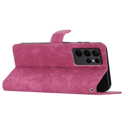 For Samsung Galaxy S23 Ultra Leather Wallet Full Protection Cover Skin-touch Stand Phone Case