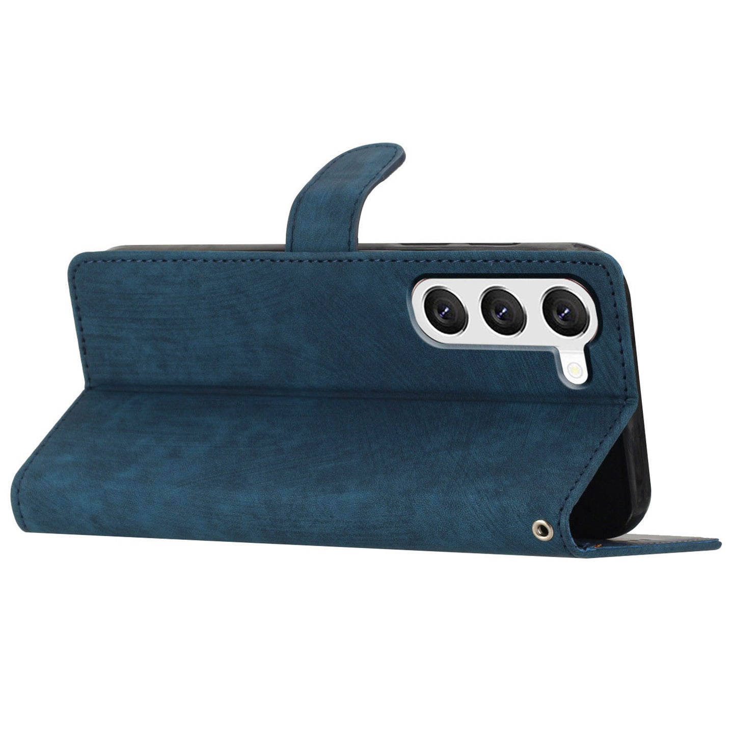 For Samsung Galaxy S23+ Leather Wallet Shell Solid Color Skin-touch Folding Stand Phone Case