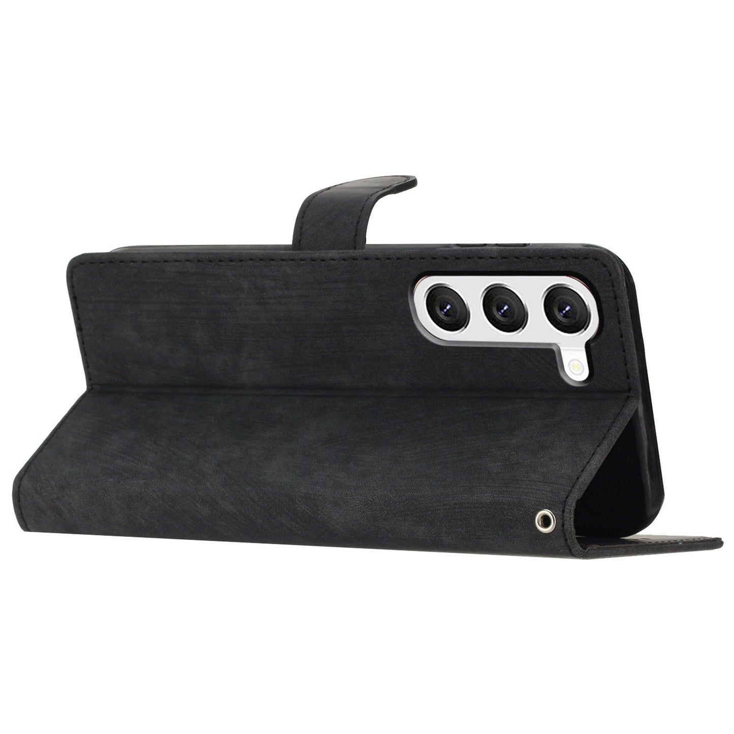 For Samsung Galaxy S23+ Leather Wallet Shell Solid Color Skin-touch Folding Stand Phone Case