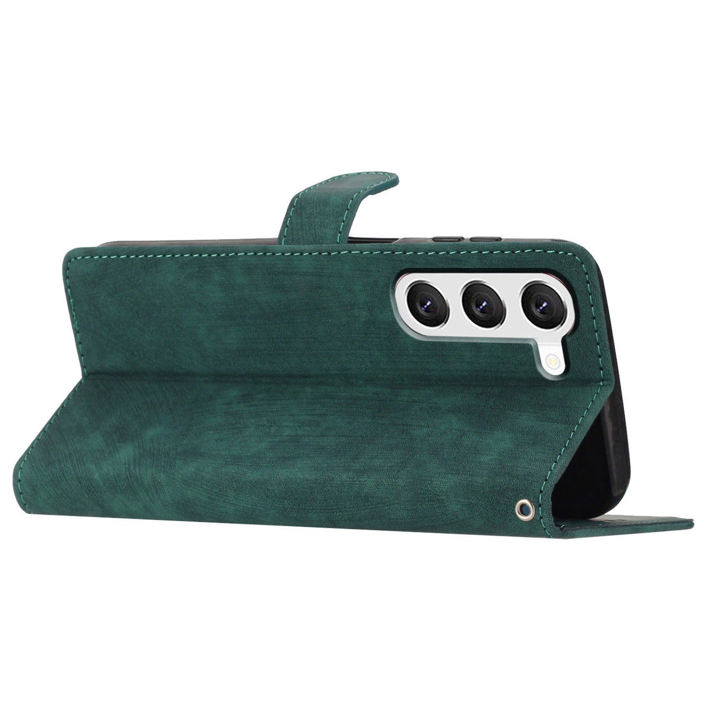 For Samsung Galaxy S23+ Leather Wallet Shell Solid Color Skin-touch Folding Stand Phone Case