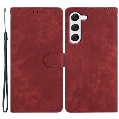 For Samsung Galaxy S23+ Leather Wallet Shell Solid Color Skin-touch Folding Stand Phone Case