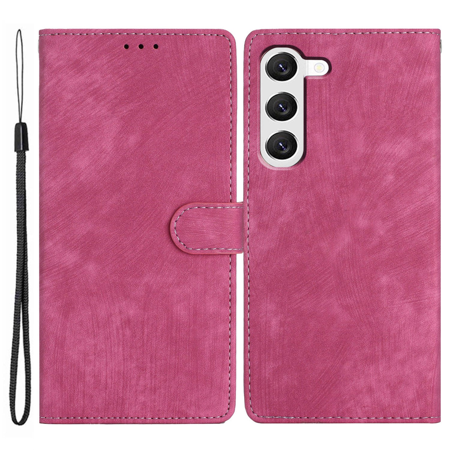 For Samsung Galaxy S23+ Leather Wallet Shell Solid Color Skin-touch Folding Stand Phone Case