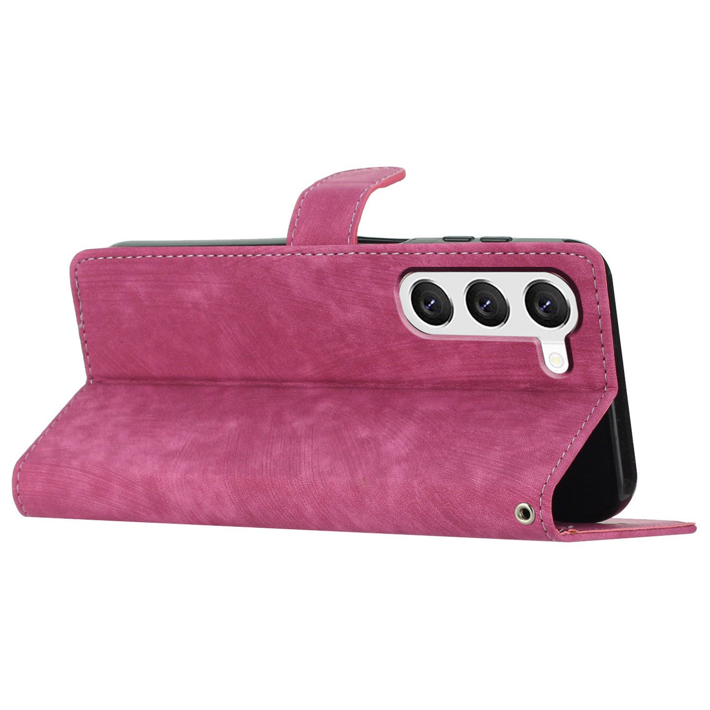 For Samsung Galaxy S23+ Leather Wallet Shell Solid Color Skin-touch Folding Stand Phone Case
