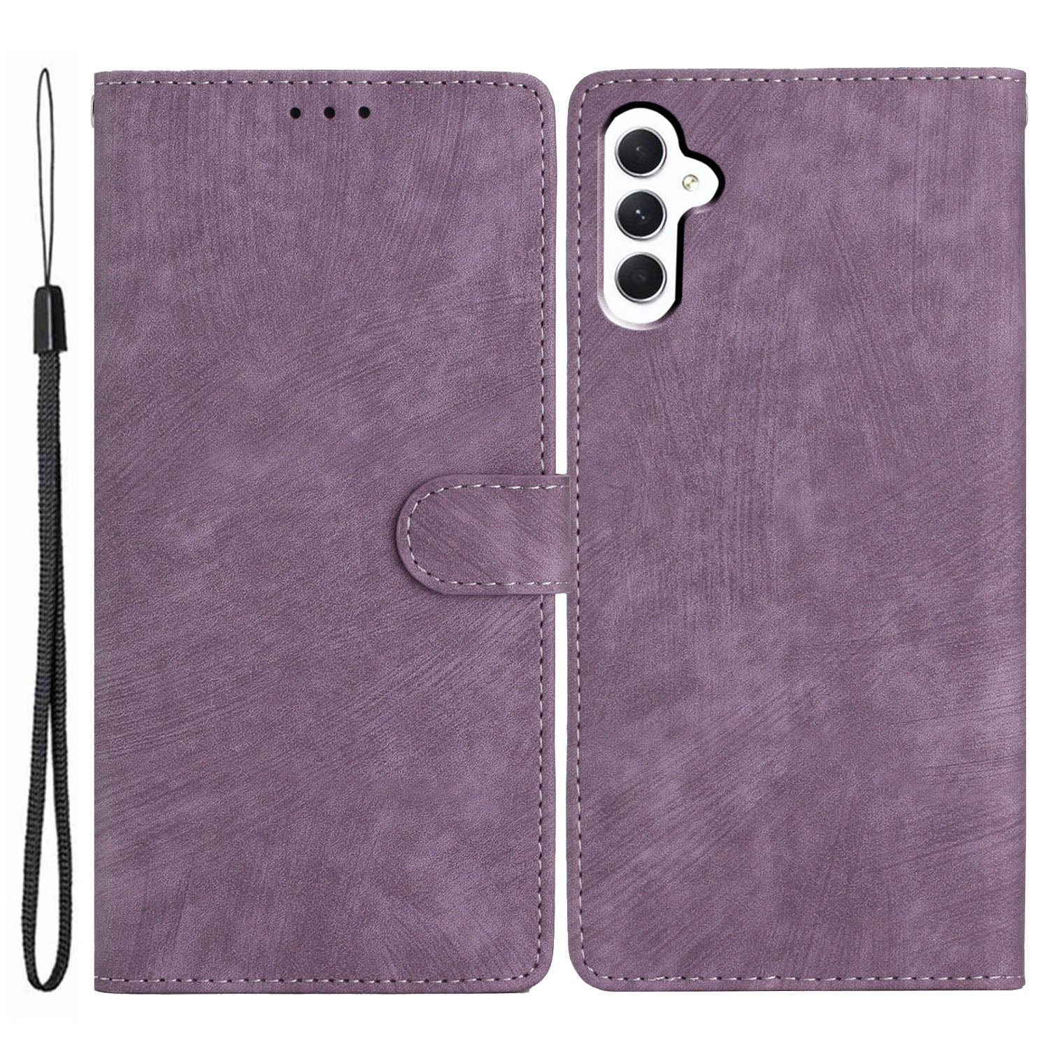 For Samsung Galaxy A24 4G Solid Color Skin-touch Phone Stand Case Leather Wallet Shell