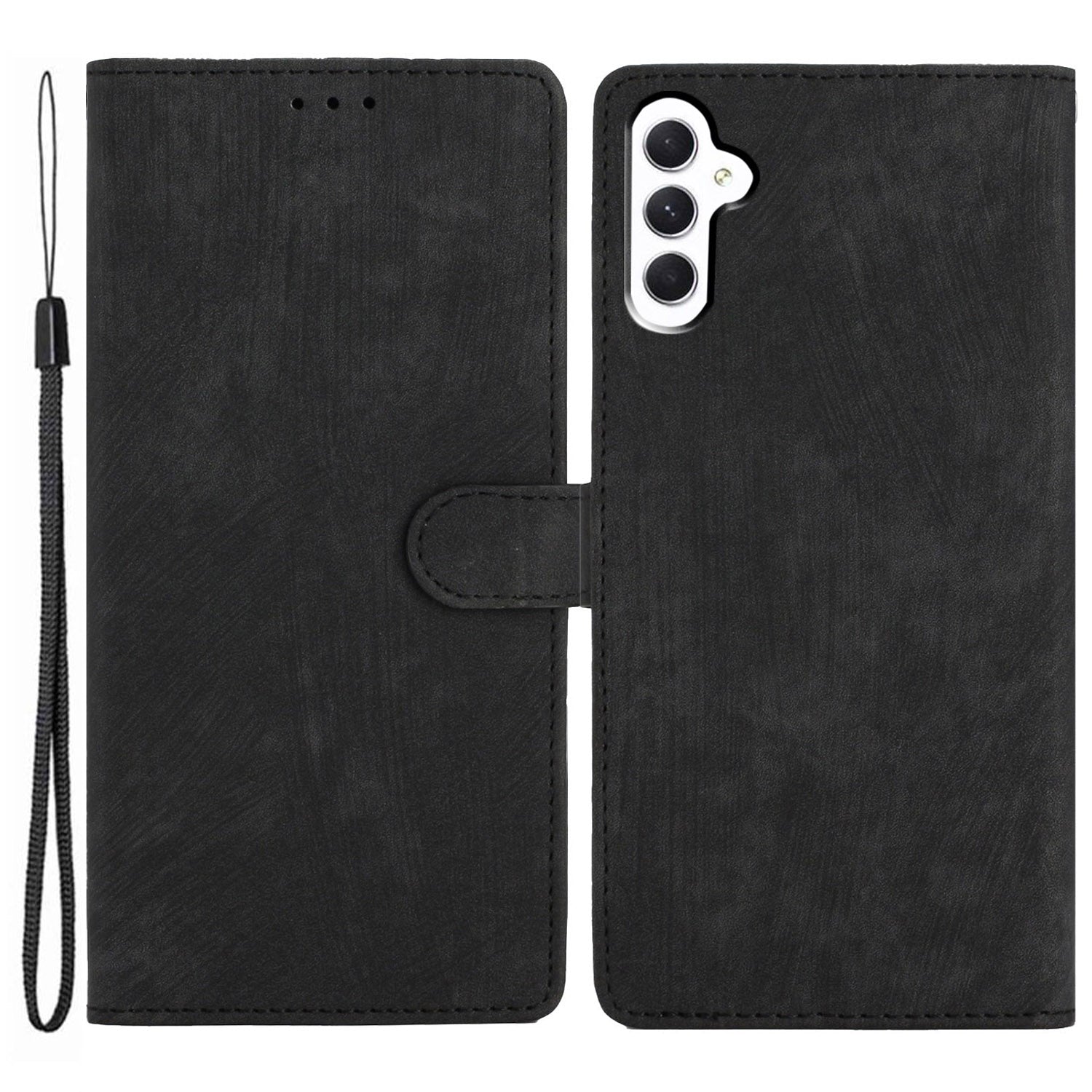 For Samsung Galaxy A24 4G Solid Color Skin-touch Phone Stand Case Leather Wallet Shell