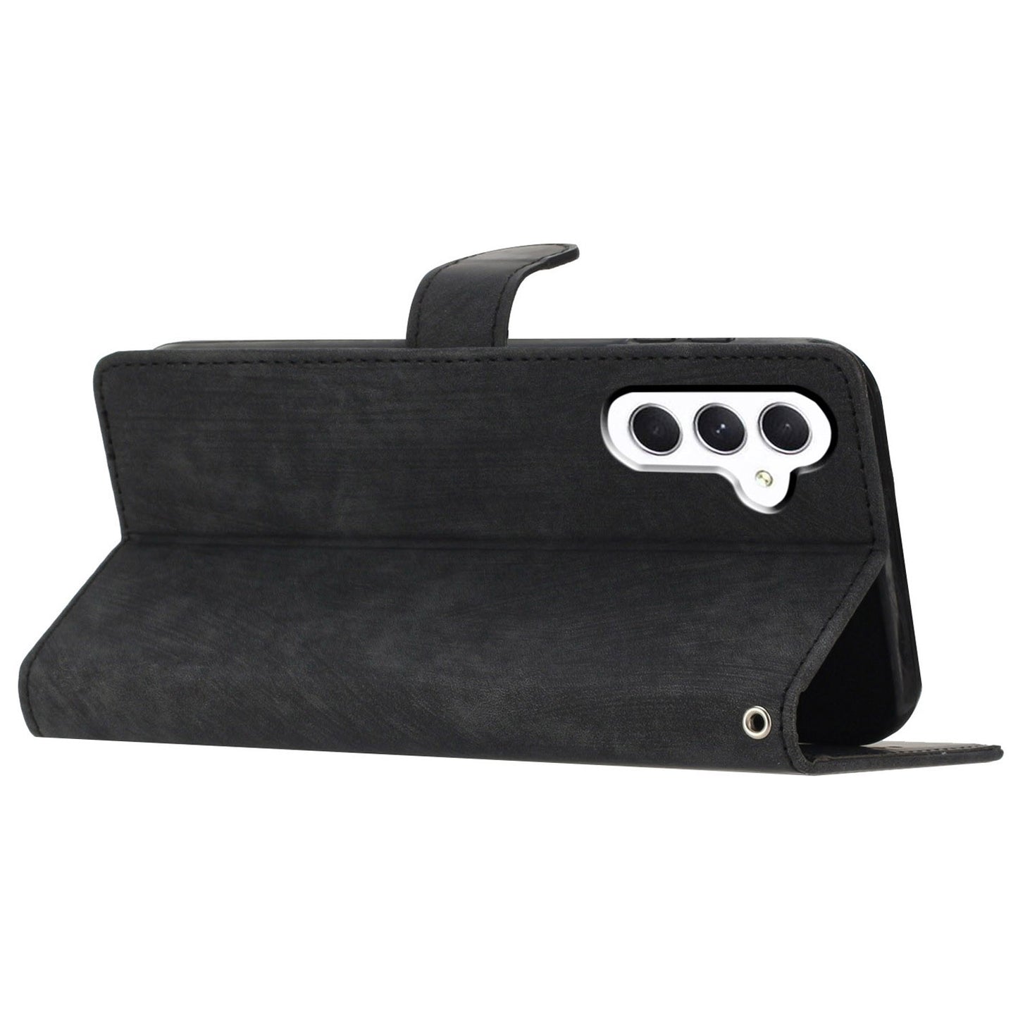 For Samsung Galaxy A24 4G Solid Color Skin-touch Phone Stand Case Leather Wallet Shell