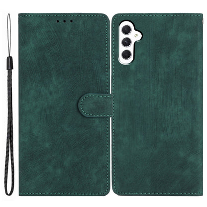 For Samsung Galaxy A24 4G Solid Color Skin-touch Phone Stand Case Leather Wallet Shell