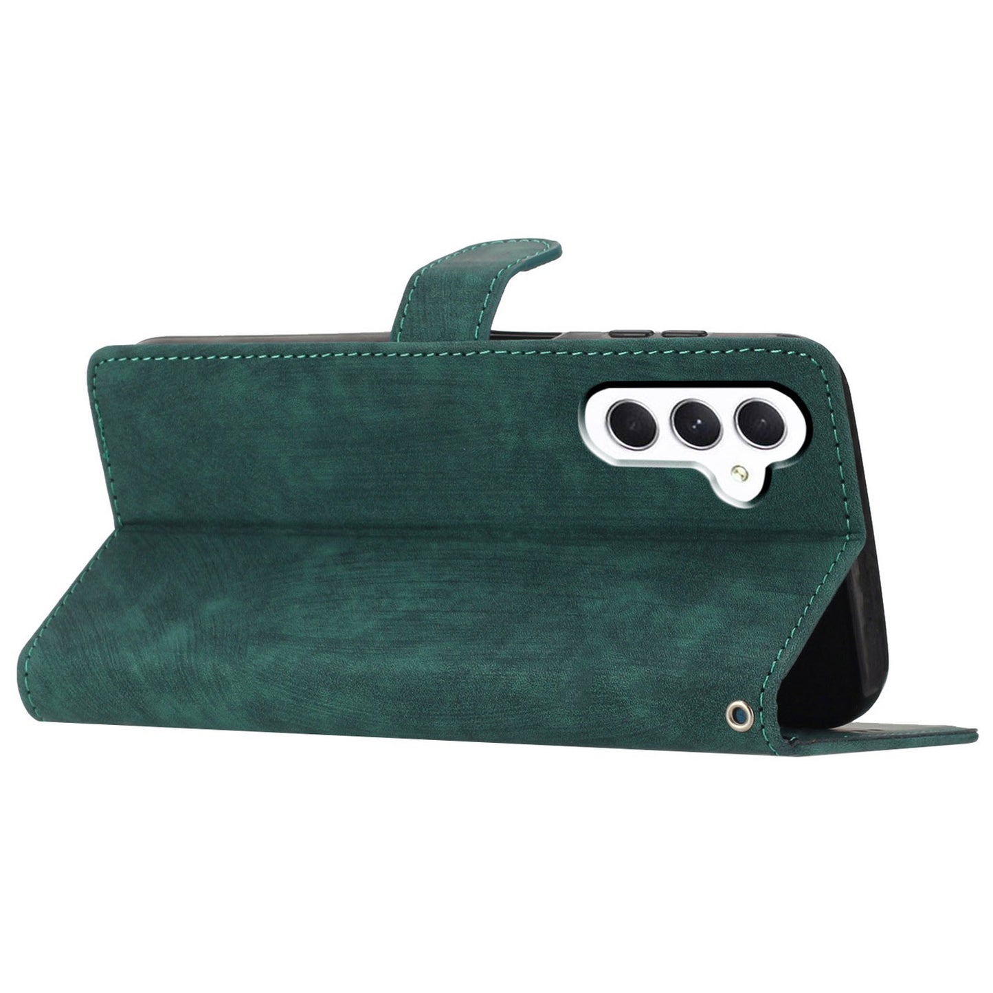 For Samsung Galaxy A24 4G Solid Color Skin-touch Phone Stand Case Leather Wallet Shell