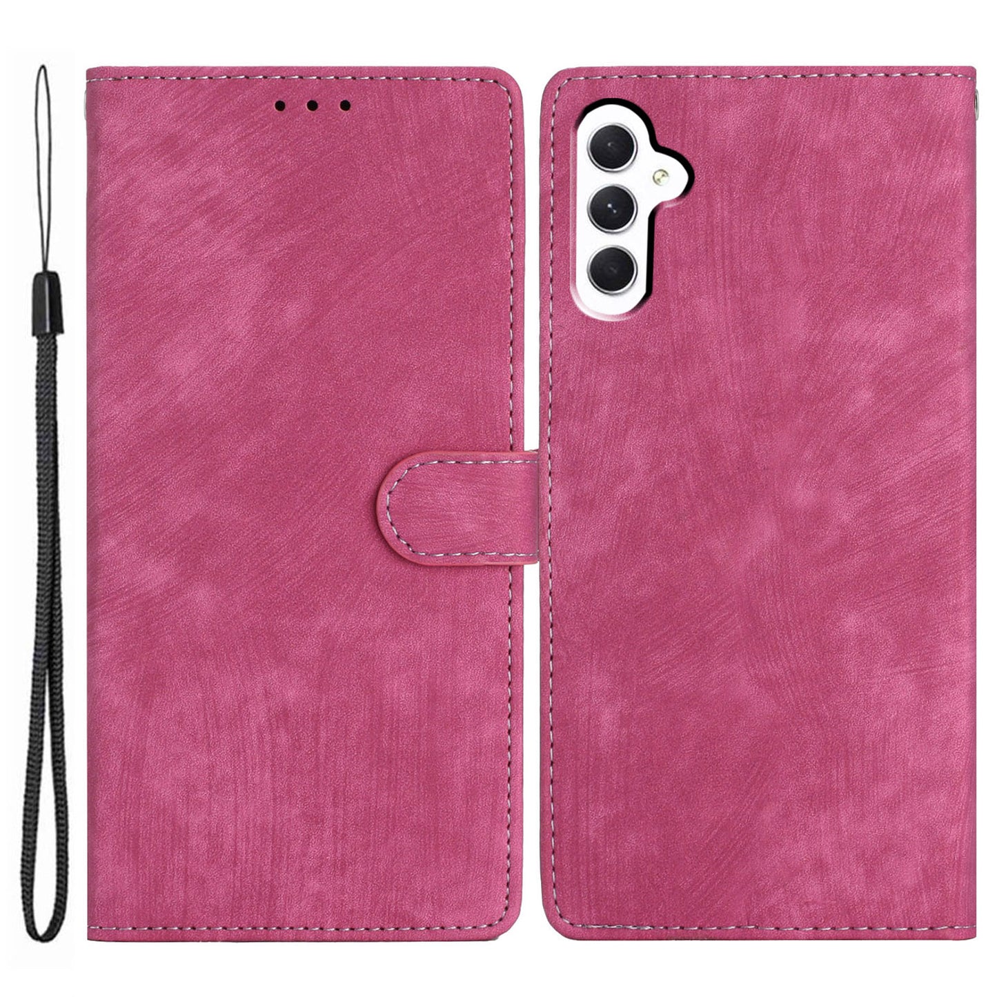 For Samsung Galaxy A24 4G Solid Color Skin-touch Phone Stand Case Leather Wallet Shell