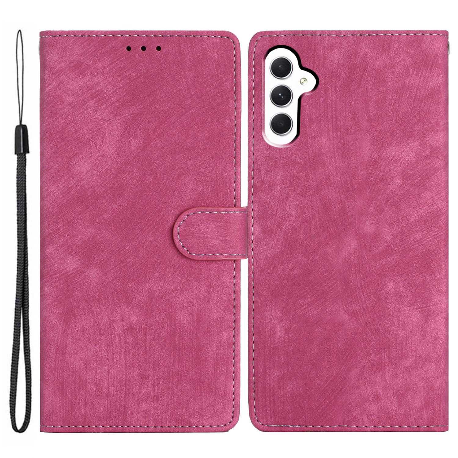 For Samsung Galaxy A24 4G Solid Color Skin-touch Phone Stand Case Leather Wallet Shell