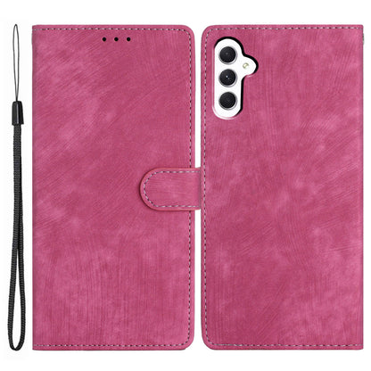 For Samsung Galaxy A24 4G Solid Color Skin-touch Phone Stand Case Leather Wallet Shell