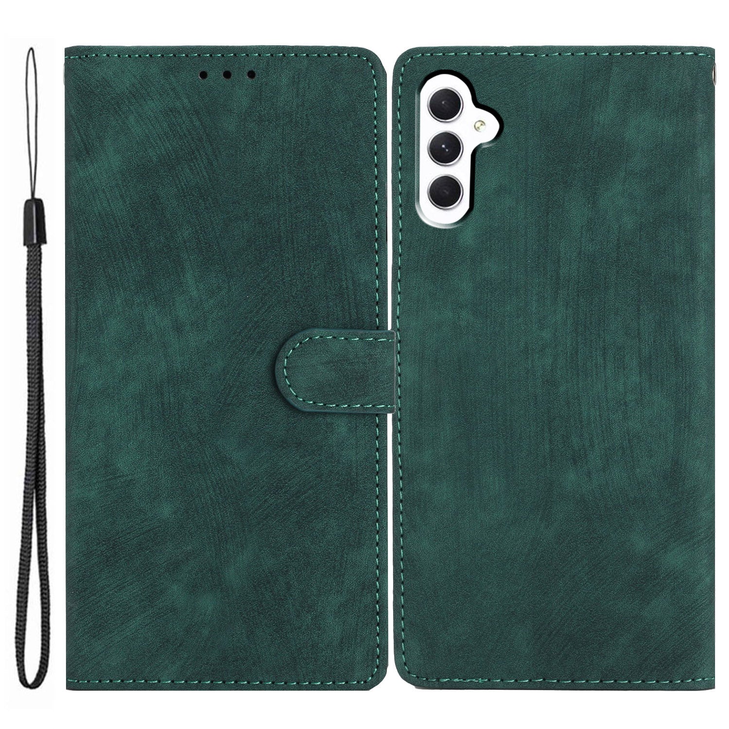 For Samsung Galaxy A34 5G Full Protection Cover Skin-touch Stand Leather Wallet Phone Case