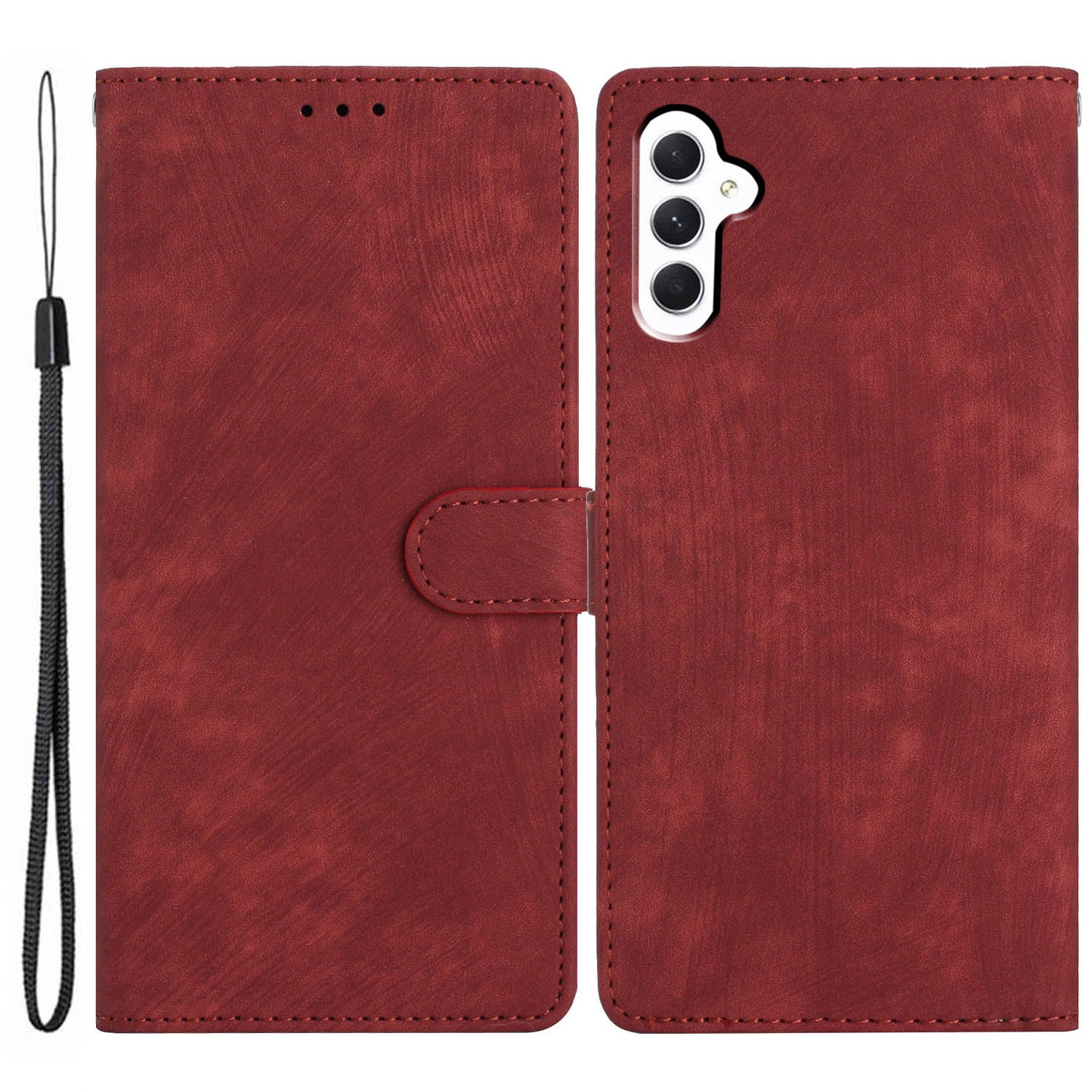 For Samsung Galaxy A34 5G Full Protection Cover Skin-touch Stand Leather Wallet Phone Case