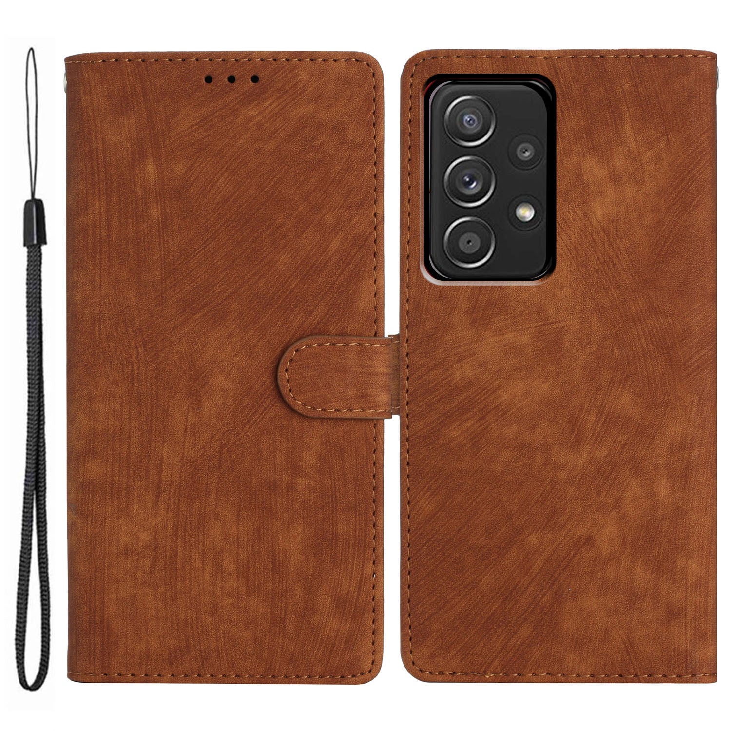 For Samsung Galaxy A73 5G PU Leather Full Protection Cover Skin-touch Wallet Stand Phone Case