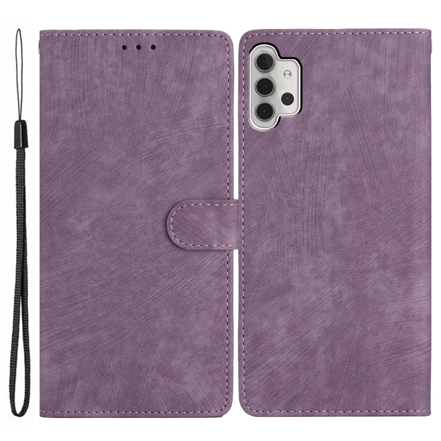 For Samsung Galaxy A32 5G / M32 5G PU Leather Wallet Mobile Case Skin-touch Anti-drop Shell with Stand
