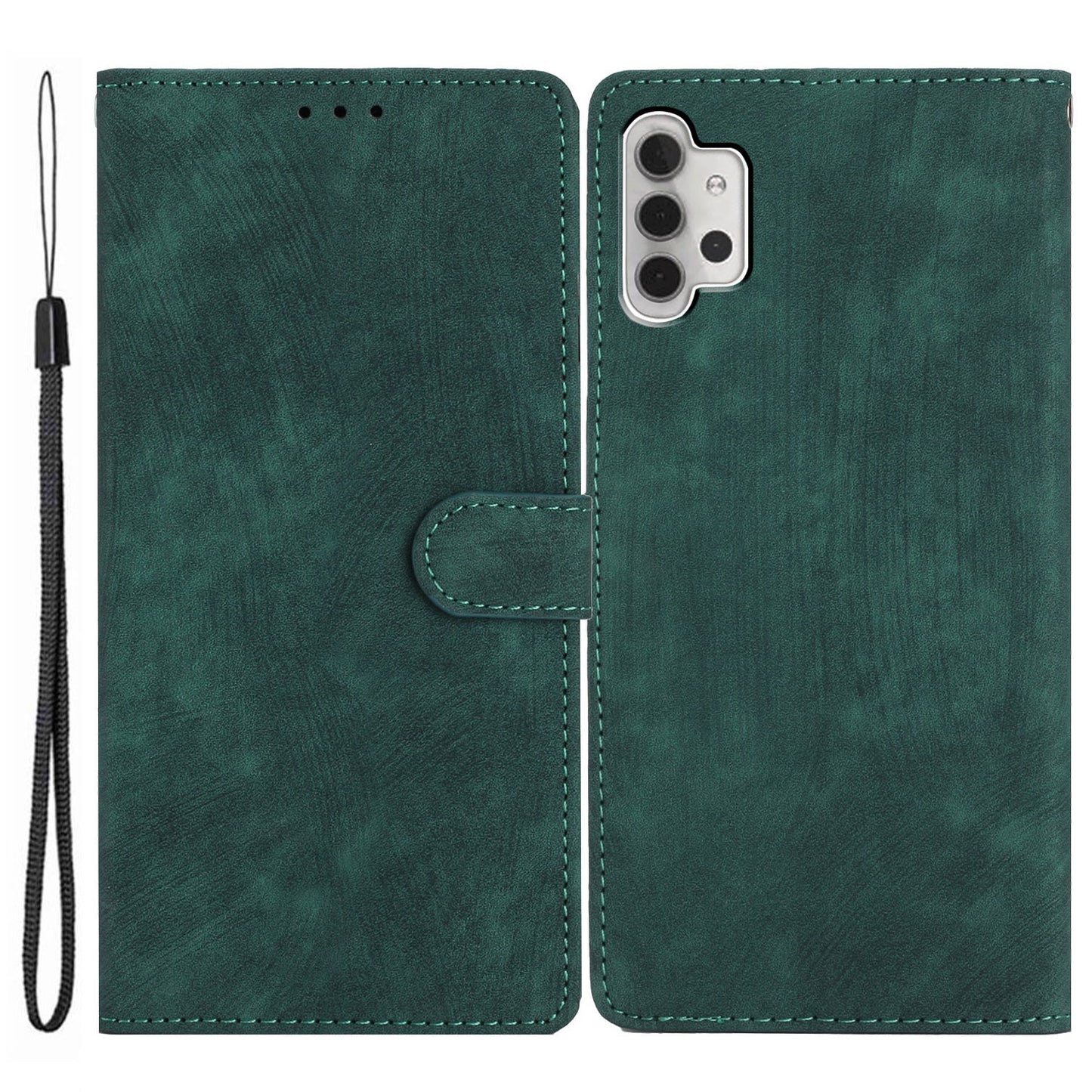 For Samsung Galaxy A32 5G / M32 5G PU Leather Wallet Mobile Case Skin-touch Anti-drop Shell with Stand