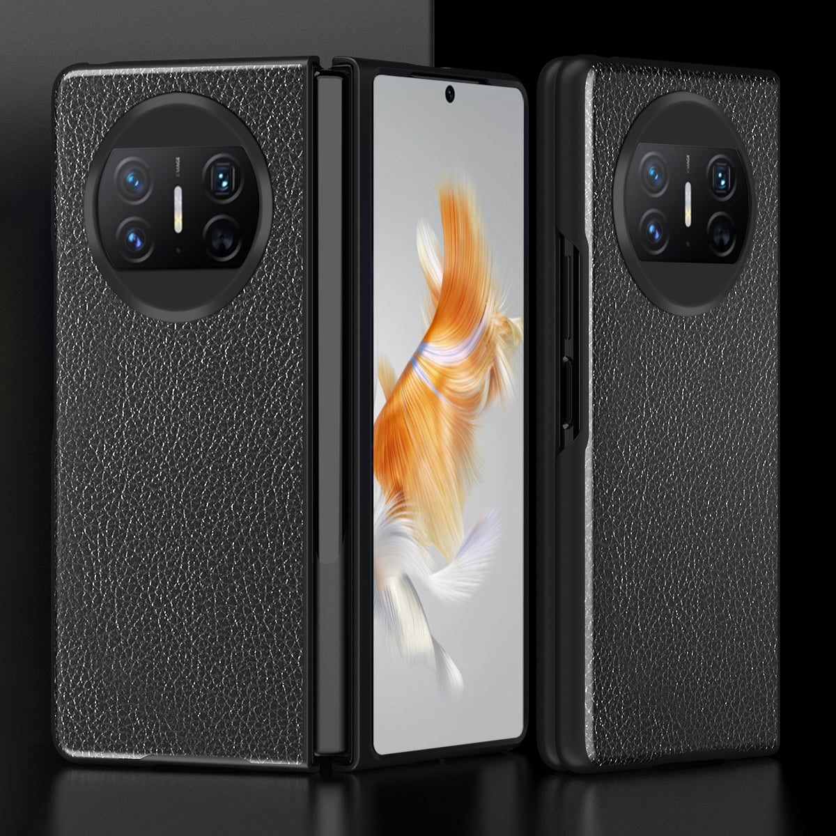 For Huawei Mate X3 5G Folding Phone Case Litchi Texture PU Leather Coated PC Phone Shell Cover