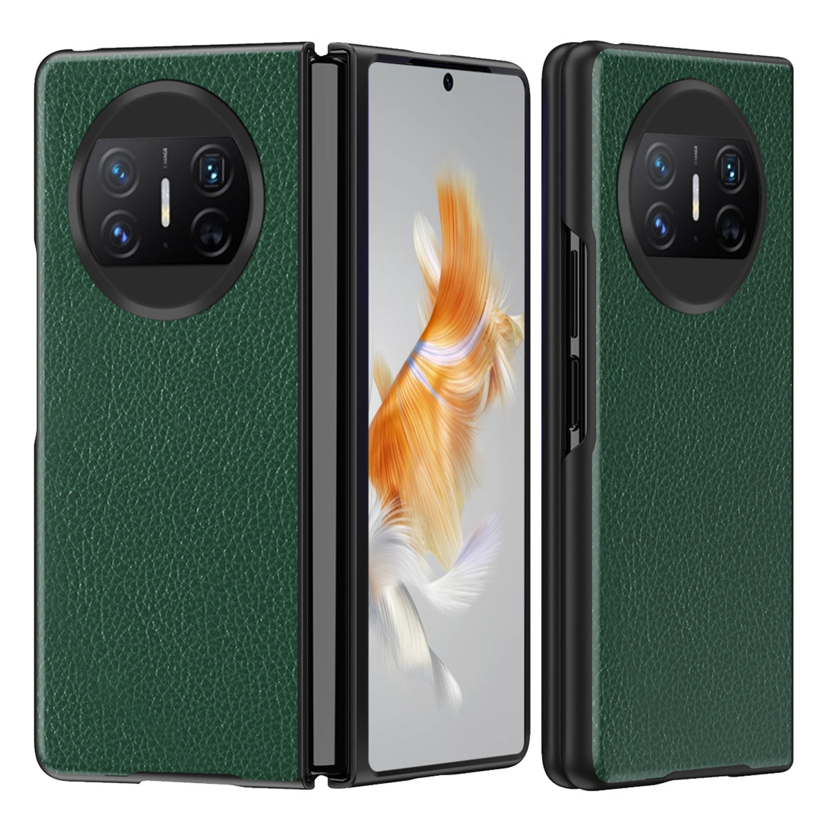 For Huawei Mate X3 5G Folding Phone Case Litchi Texture PU Leather Coated PC Phone Shell Cover