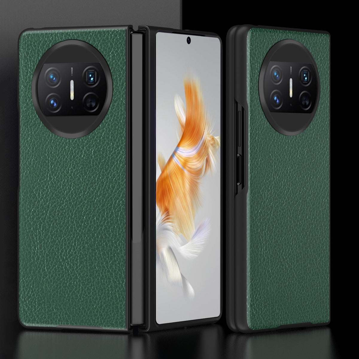For Huawei Mate X3 5G Folding Phone Case Litchi Texture PU Leather Coated PC Phone Shell Cover