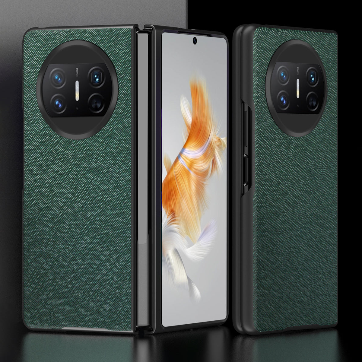 For Huawei Mate X3 5G Folding Design Cell Phone Case Cross Texture PU Leather+PC Phone Cover