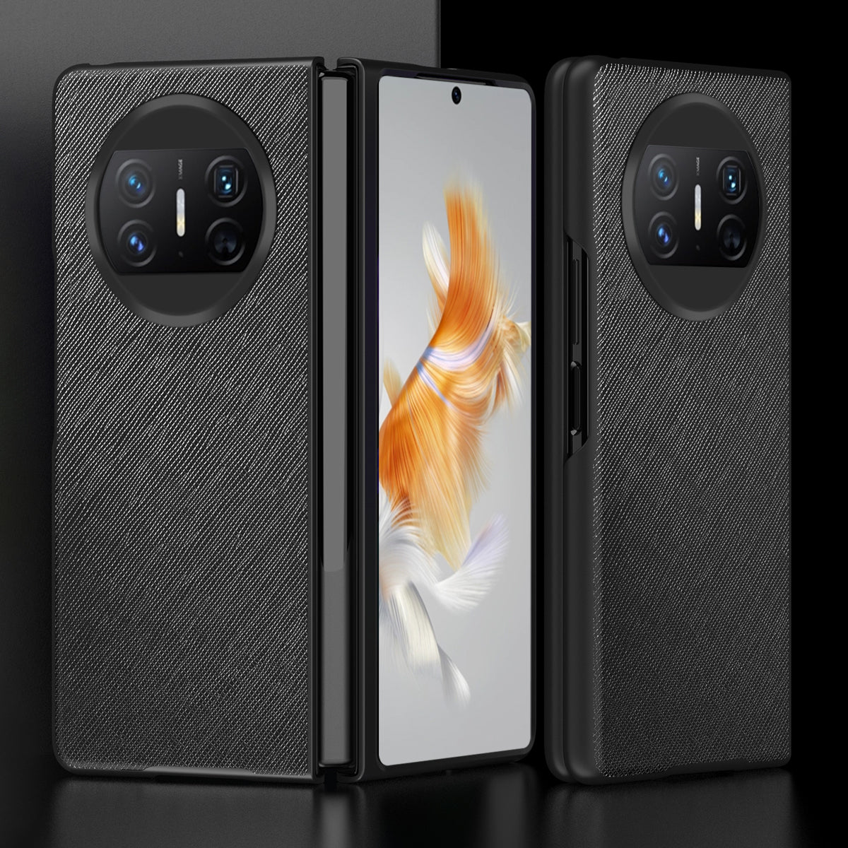 For Huawei Mate X3 5G Folding Design Cell Phone Case Cross Texture PU Leather+PC Phone Cover