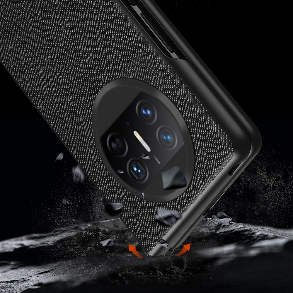For Huawei Mate X3 5G Folding Design Cell Phone Case Cross Texture PU Leather+PC Phone Cover