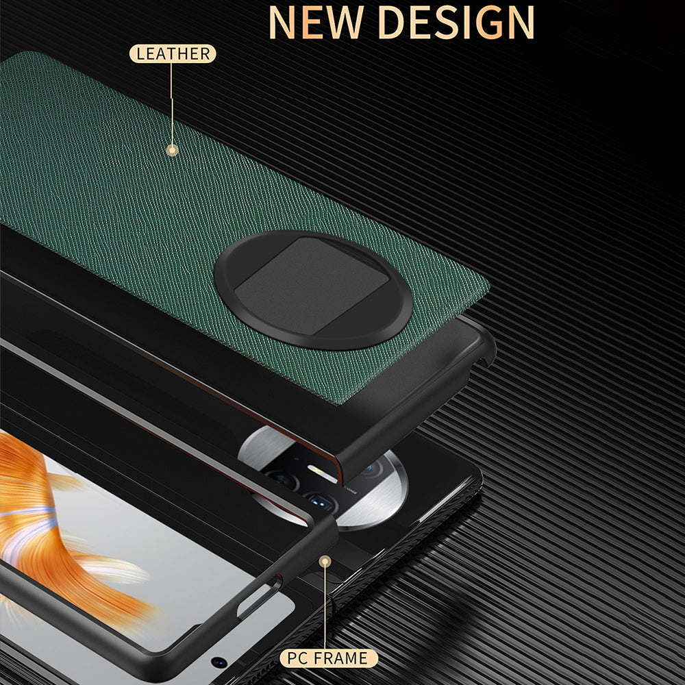 For Huawei Mate X3 5G Folding Design Cell Phone Case Cross Texture PU Leather+PC Phone Cover