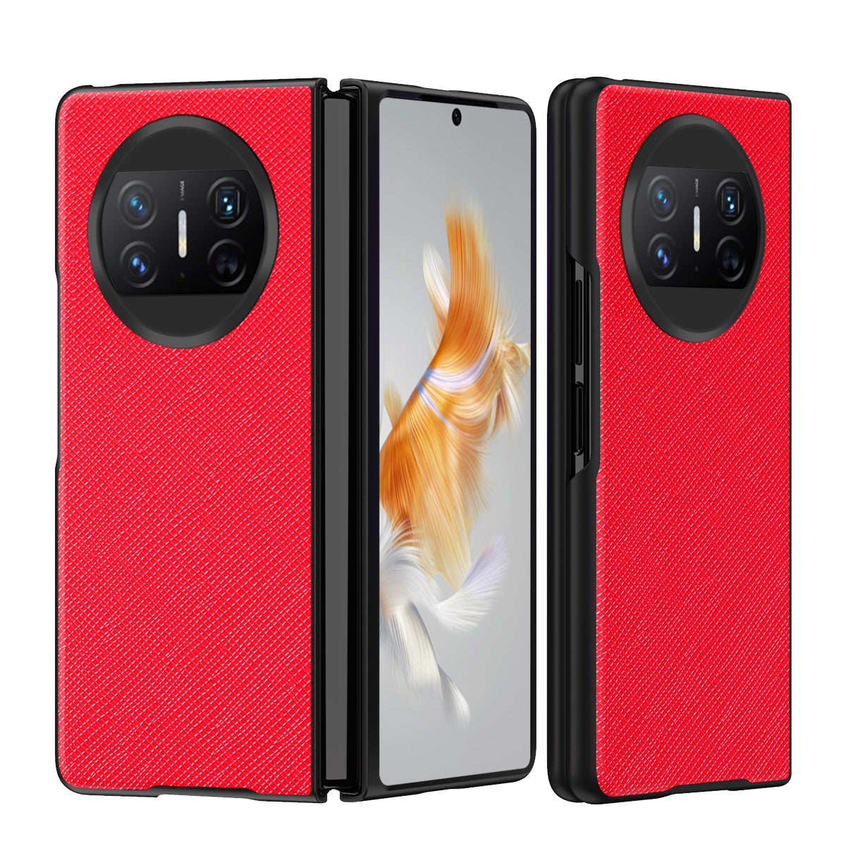 For Huawei Mate X3 5G Folding Design Cell Phone Case Cross Texture PU Leather+PC Phone Cover