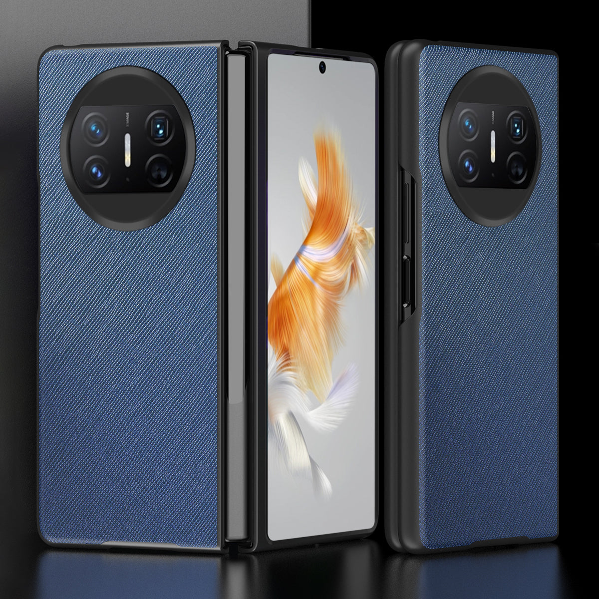 For Huawei Mate X3 5G Folding Design Cell Phone Case Cross Texture PU Leather+PC Phone Cover