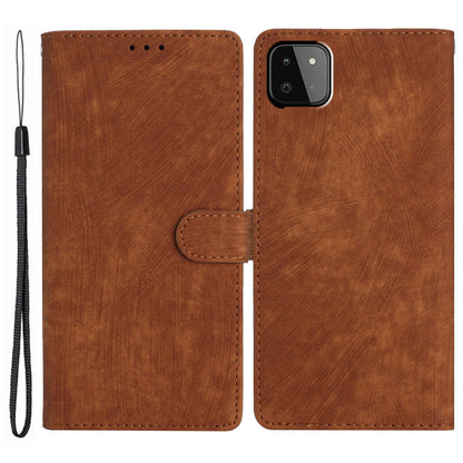 Leather Protective Cover for Samsung Galaxy A22 5G (EU Version) ,  Solid Color Skin-touch Phone Wallet Stand Case