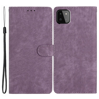 Leather Protective Cover for Samsung Galaxy A22 5G (EU Version) ,  Solid Color Skin-touch Phone Wallet Stand Case