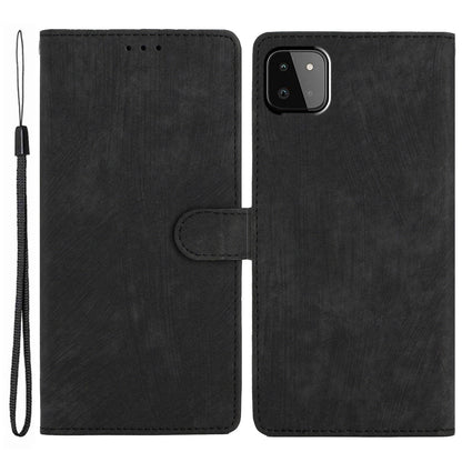 Leather Protective Cover for Samsung Galaxy A22 5G (EU Version) ,  Solid Color Skin-touch Phone Wallet Stand Case